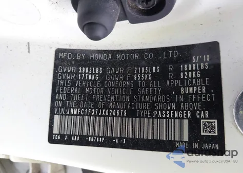 2018 Honda Civic Ex-T z USA, uszkodzony, nr VIN JHMFC1F37JX020679